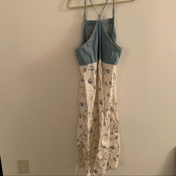 Vintage Linen and Denim Floral Maxi Dress - Picture 5 of 7